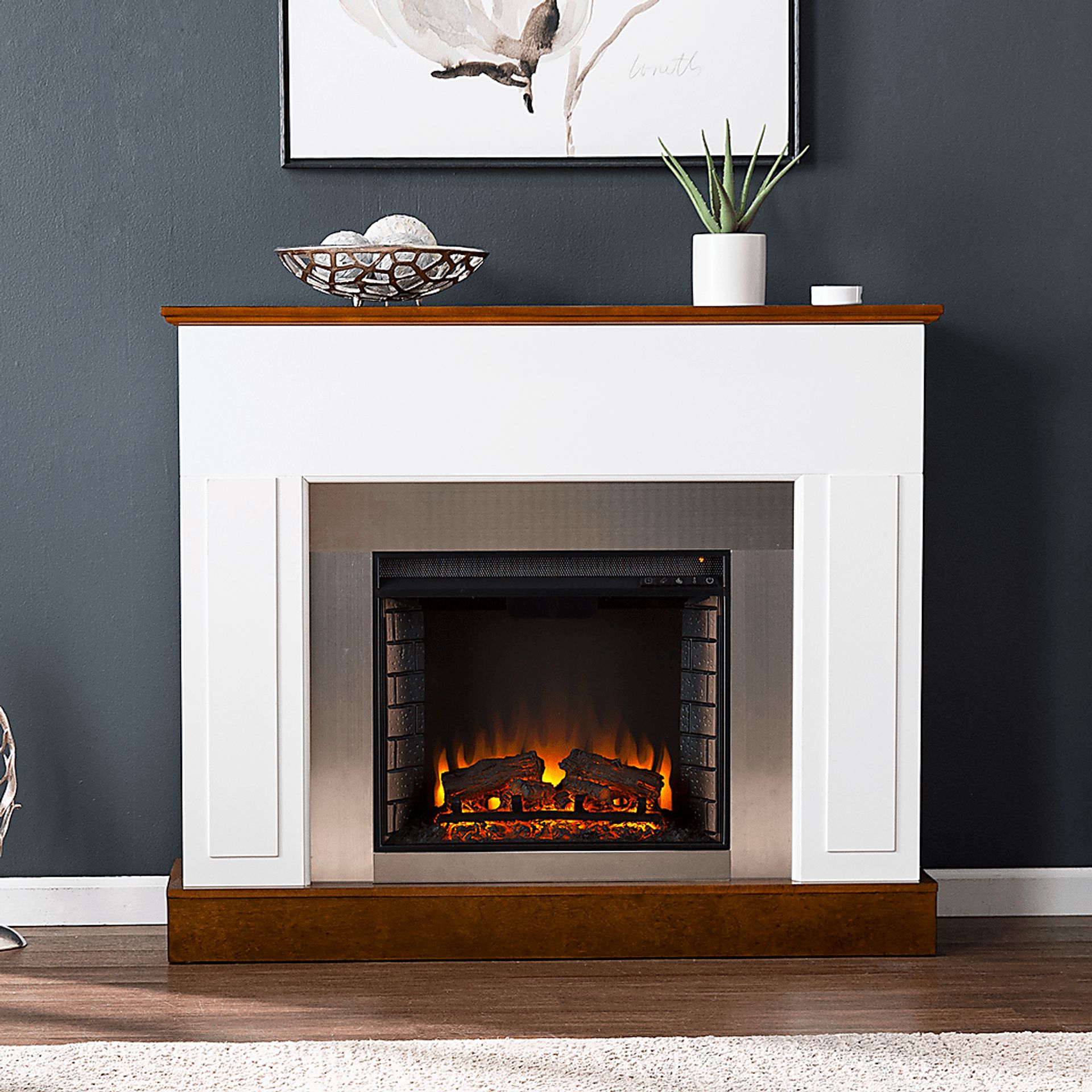 Tullamore II White 50 in. Console With Electric Log Fireplace - Image 4