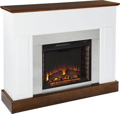 Tullamore I White 50 in. Console With Electric Log Fireplace