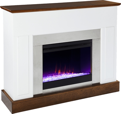 Tullamore I White 50 in. Console, With Color Changing Electric Fireplace