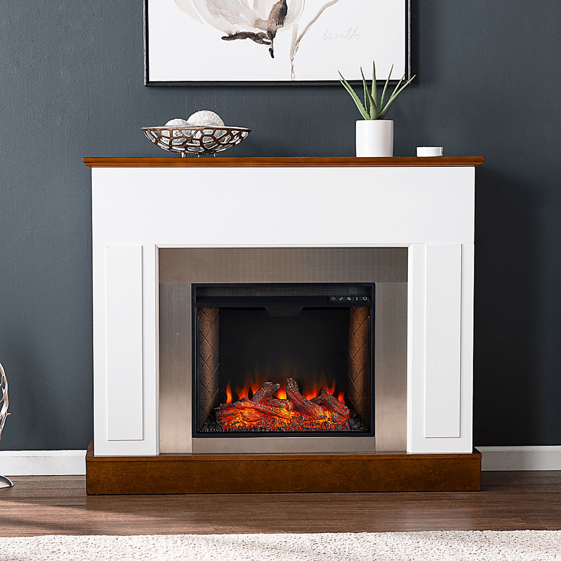 Tullamore III White 50 in. Console With Smart Electric Fireplace - Image 4