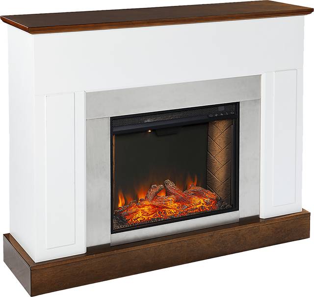 Tullamore III White 50 in. Console With Smart Electric Fireplace - Thumbnail - Image 1