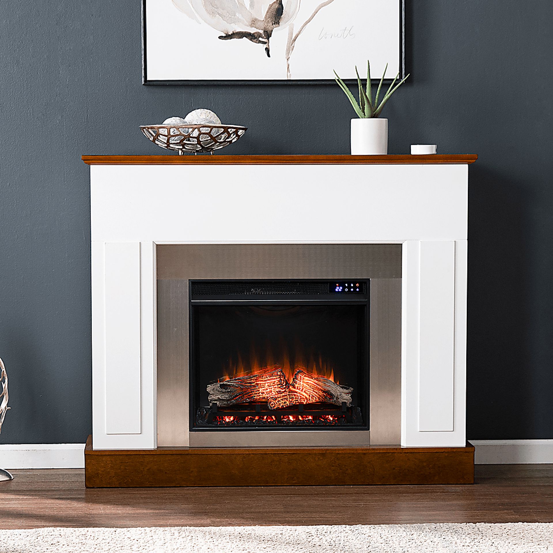 Tullamore IV White 50 in. Touch Panel Electric Fireplace - Image 4