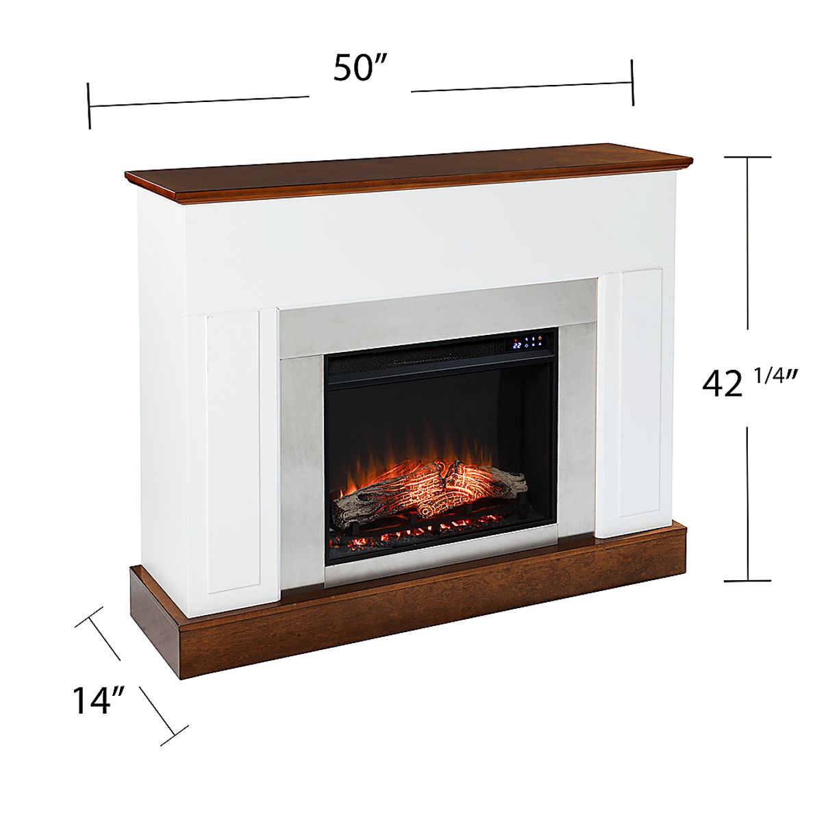 Tullamore IV White 50 in. Touch Panel Electric Fireplace