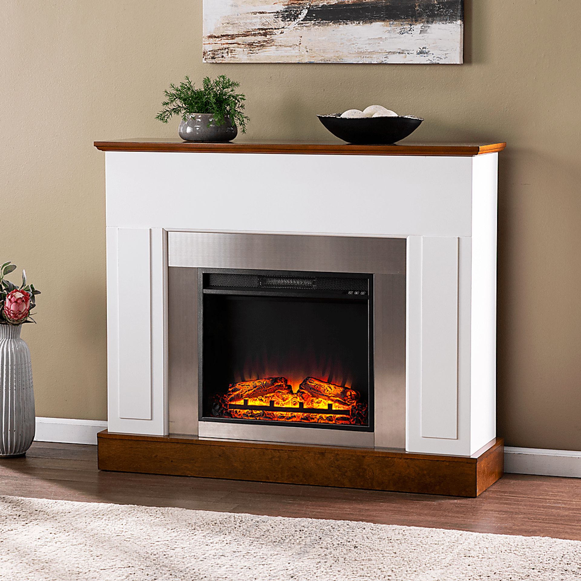 Tullamore V White 50 in. Console with Electric Fireplace - Image 3
