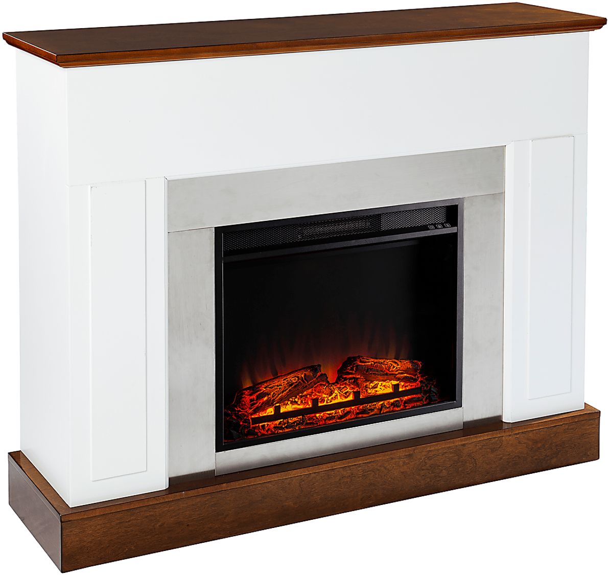 Tullamore V White 50 in. Console with Electric Fireplace