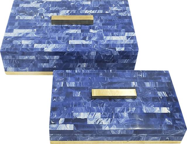 Tullibody Blue Decorative Box, Set of 2 - Thumbnail - Image 1