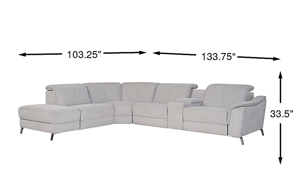 Turano Gray Woven 6 Pc Dual Power Reclining Sectional | Rooms to Go