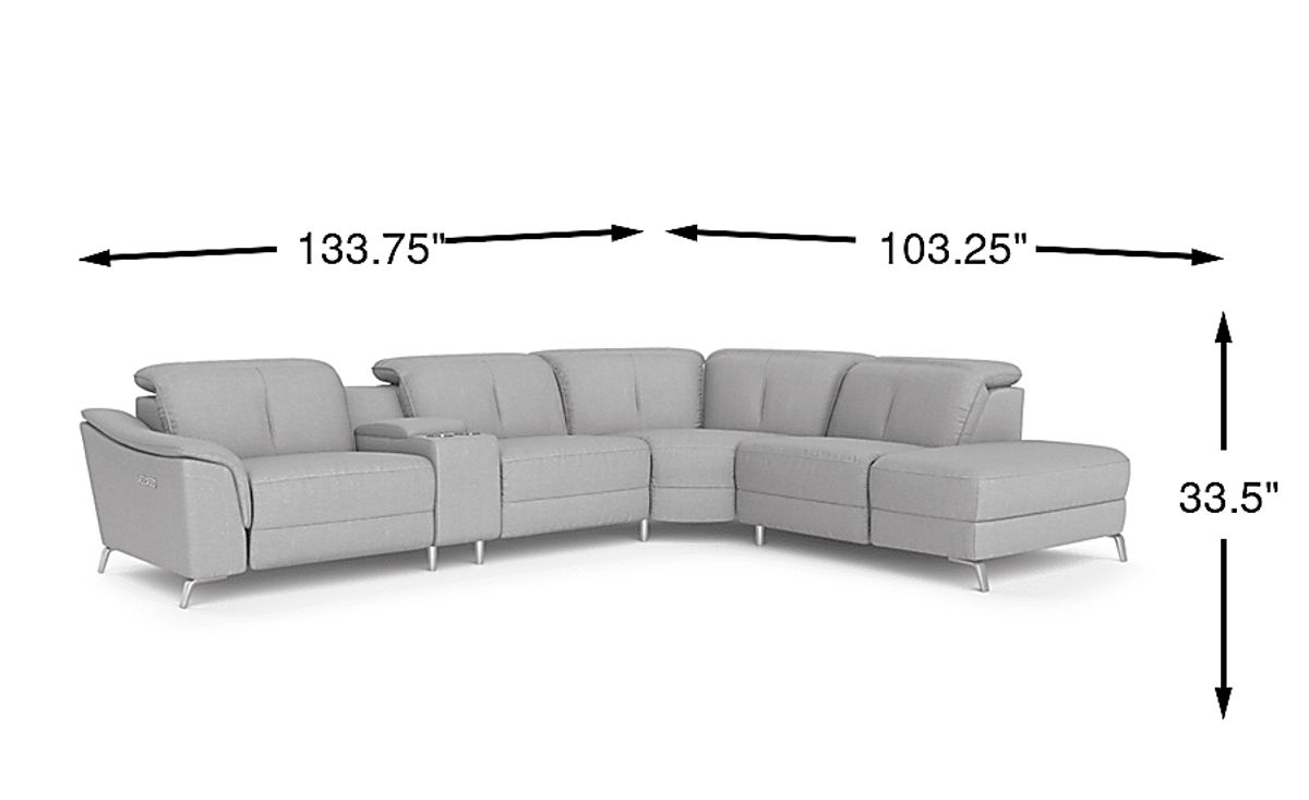 Turano Gray Woven 6 Pc Dual Power Reclining Sectional Rooms to Go