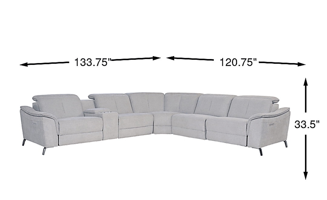 Turano Textured 6 Pc Dual Power Reclining Sectional