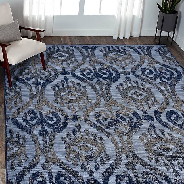 Turnia Blue 7'9 x 9'9 Indoor/Outdoor Rug - Thumbnail - Image 2