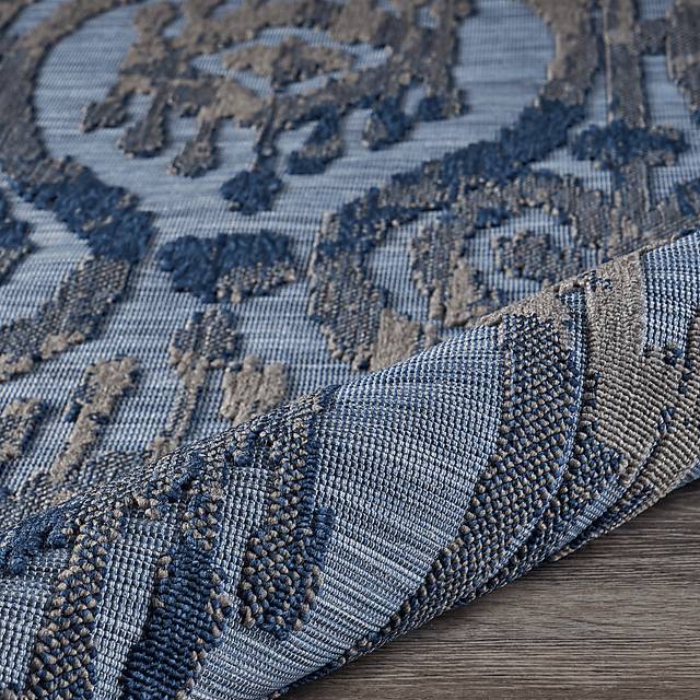 Turnia Blue 7'9 x 9'9 Indoor/Outdoor Rug - Thumbnail - Image 7