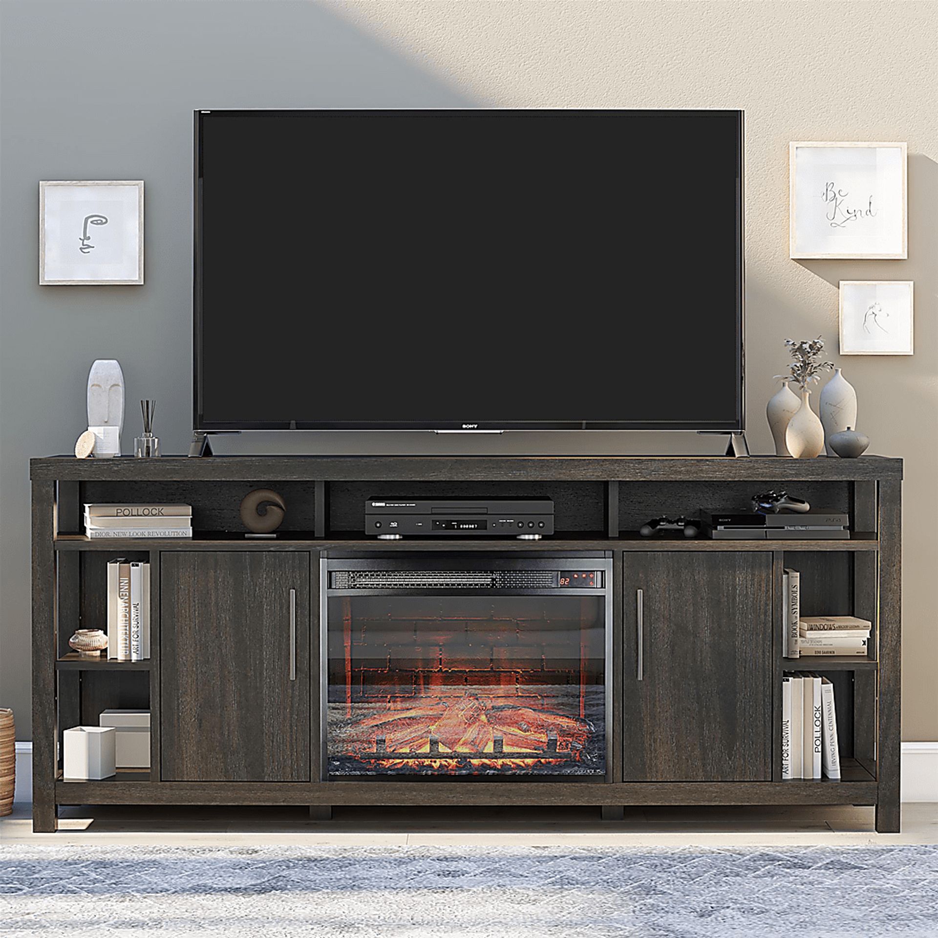 Turrell Espresso 68 in. Console with Electric Fireplace - Image 2