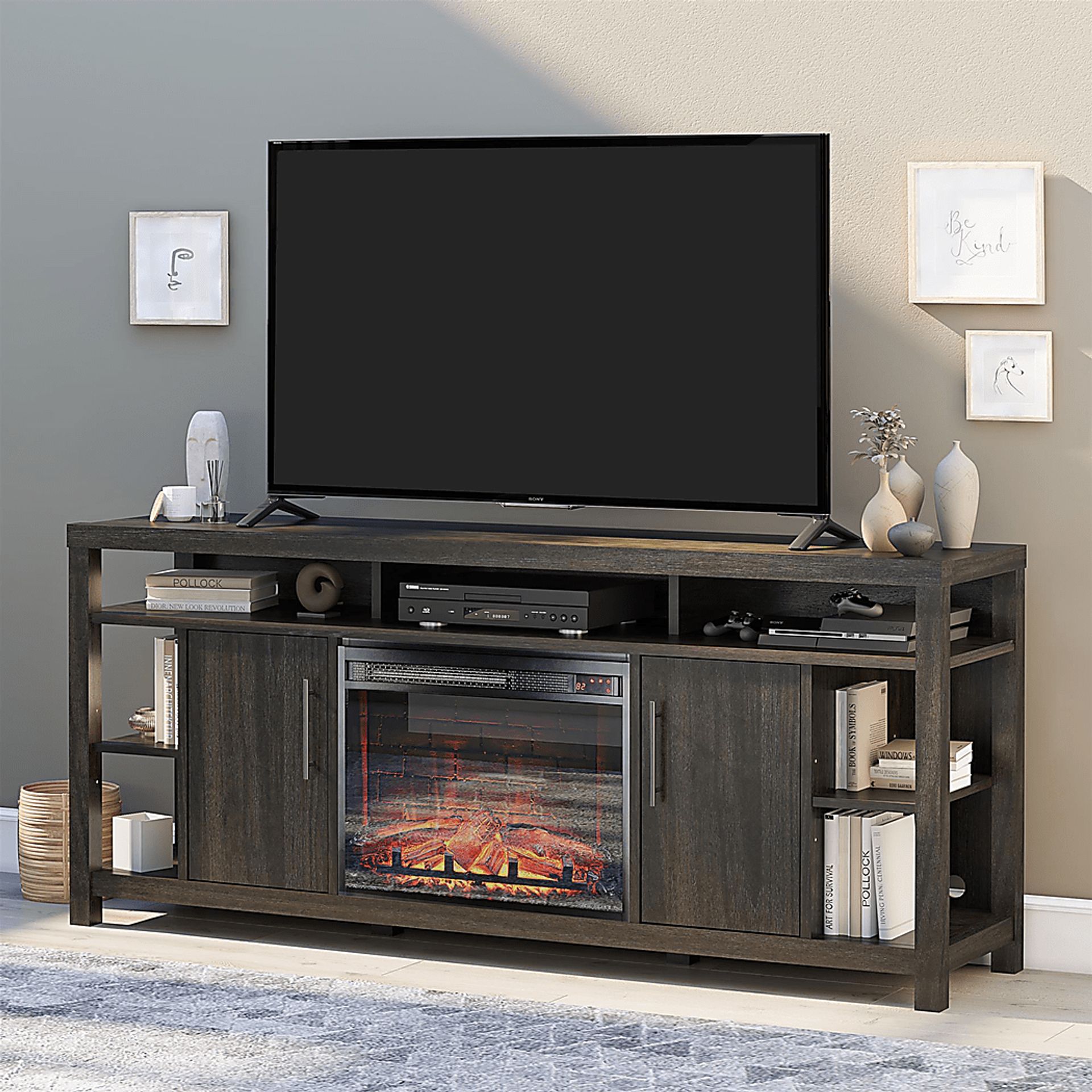 Turrell Espresso 68 in. Console with Electric Fireplace - Image 3