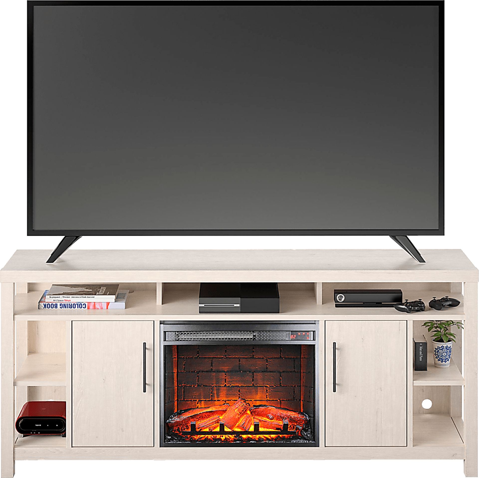 Turrell Ivory 68 in. Console with Electric Fireplace - Image 5
