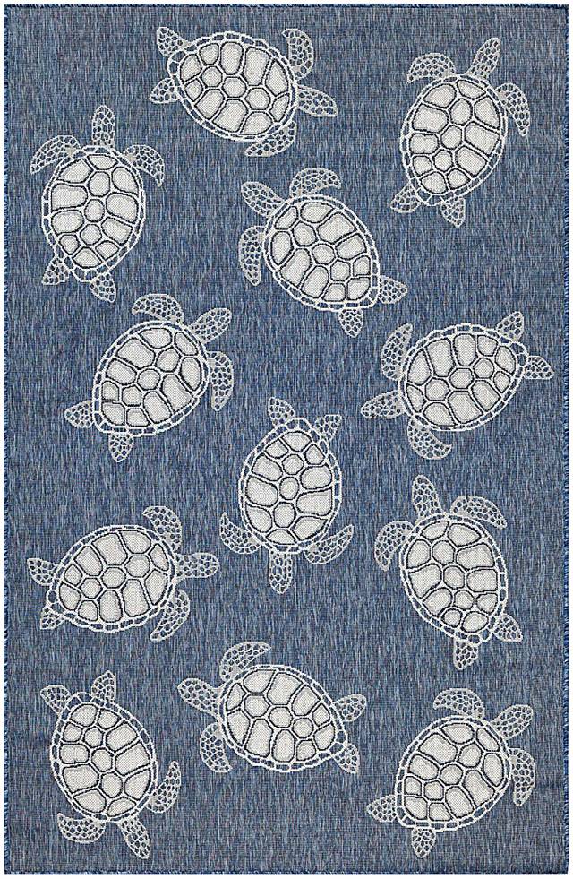 Turtle Cove Navy 6'6 x 9'4 Indoor/Outdoor Rug - Thumbnail - Image 1