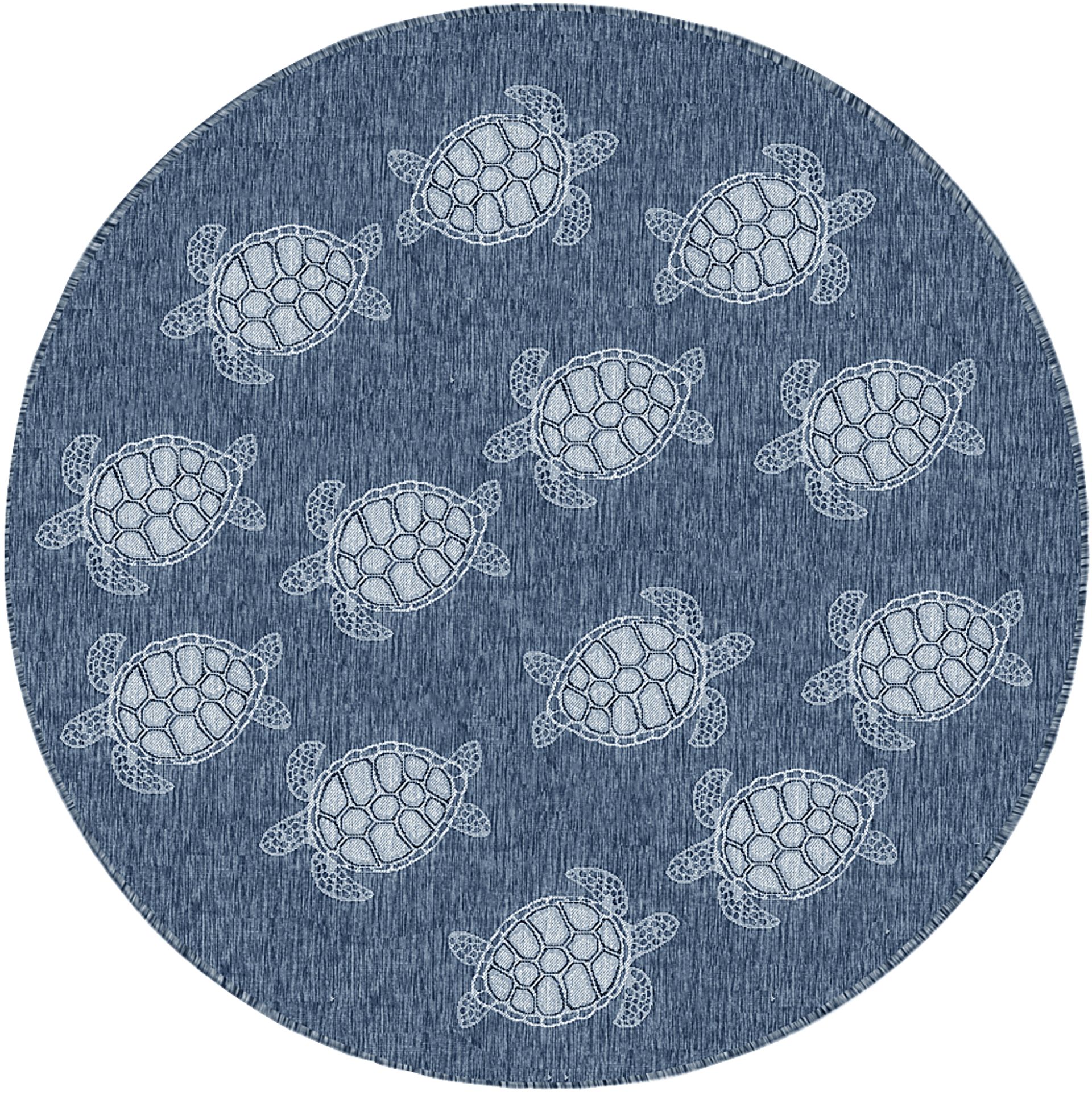 Turtle Cove Navy 7'10 Round Indoor/Outdoor Rug - Image 1