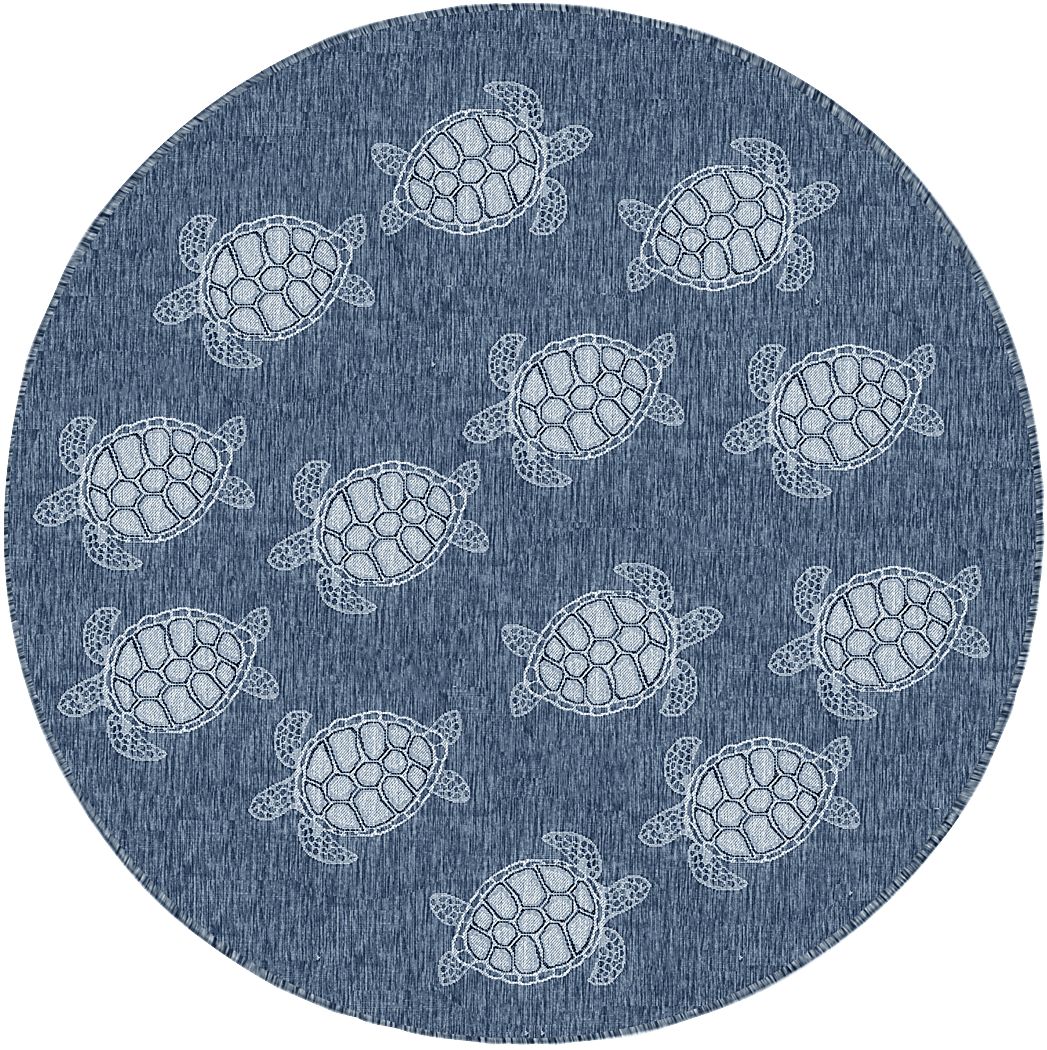 Turtle Cove Navy 7'10 Round Indoor/Outdoor Rug Rooms To Go