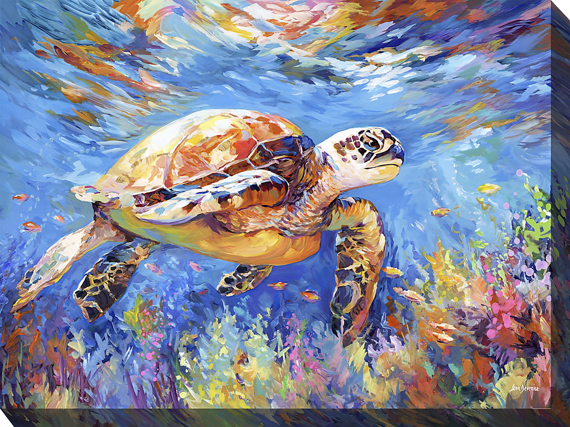 Turtle Reef Blue Indoor/Outdoor Wall Art - Image 1