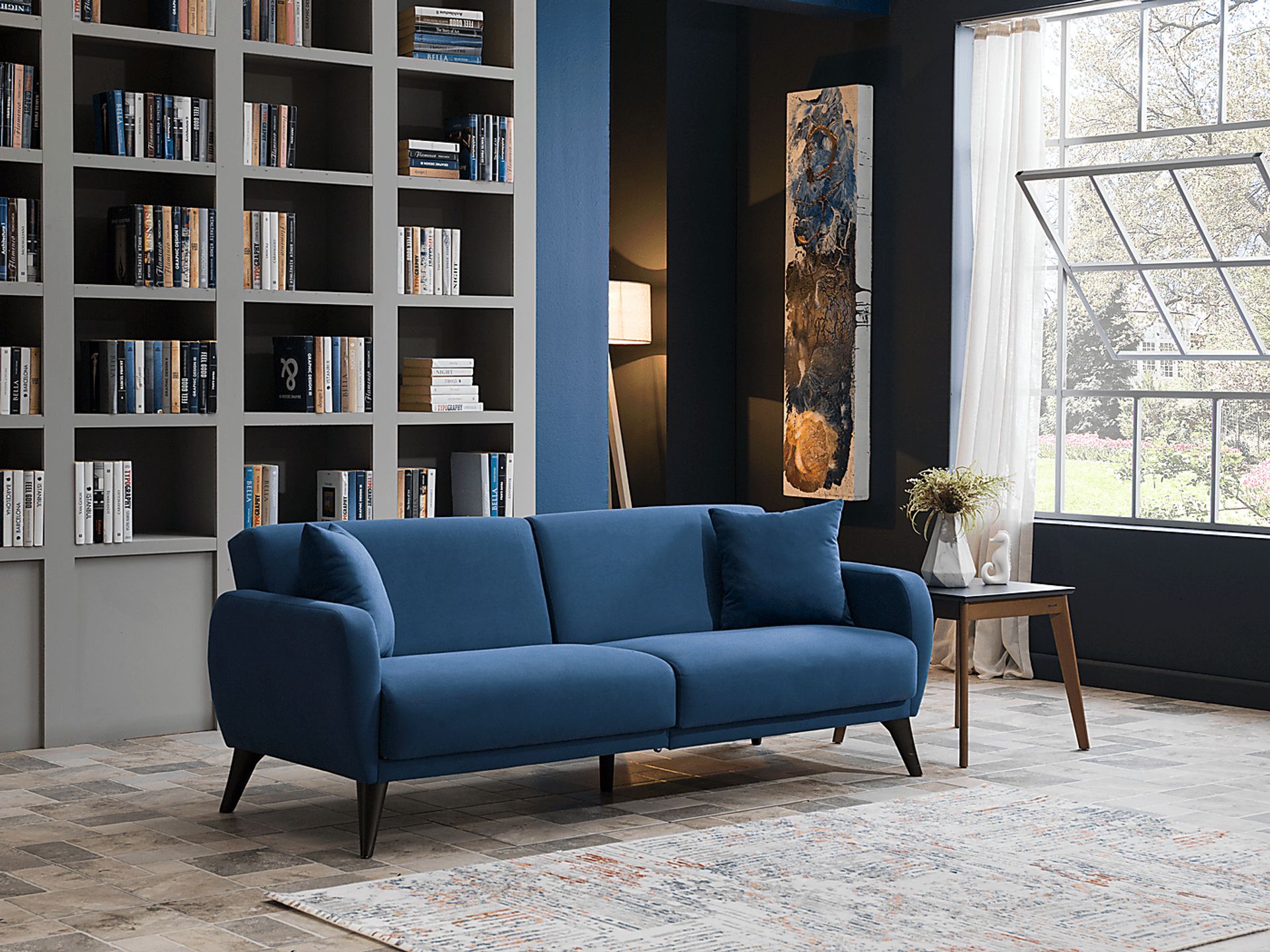 Tusico Blue Sleeper Sofa - Image 12