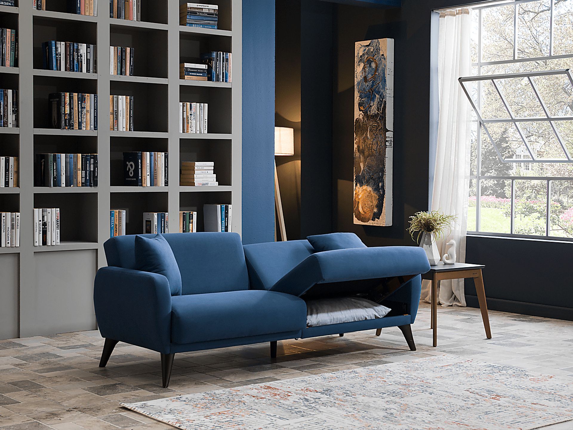 Tusico Blue Sleeper Sofa - Image 13