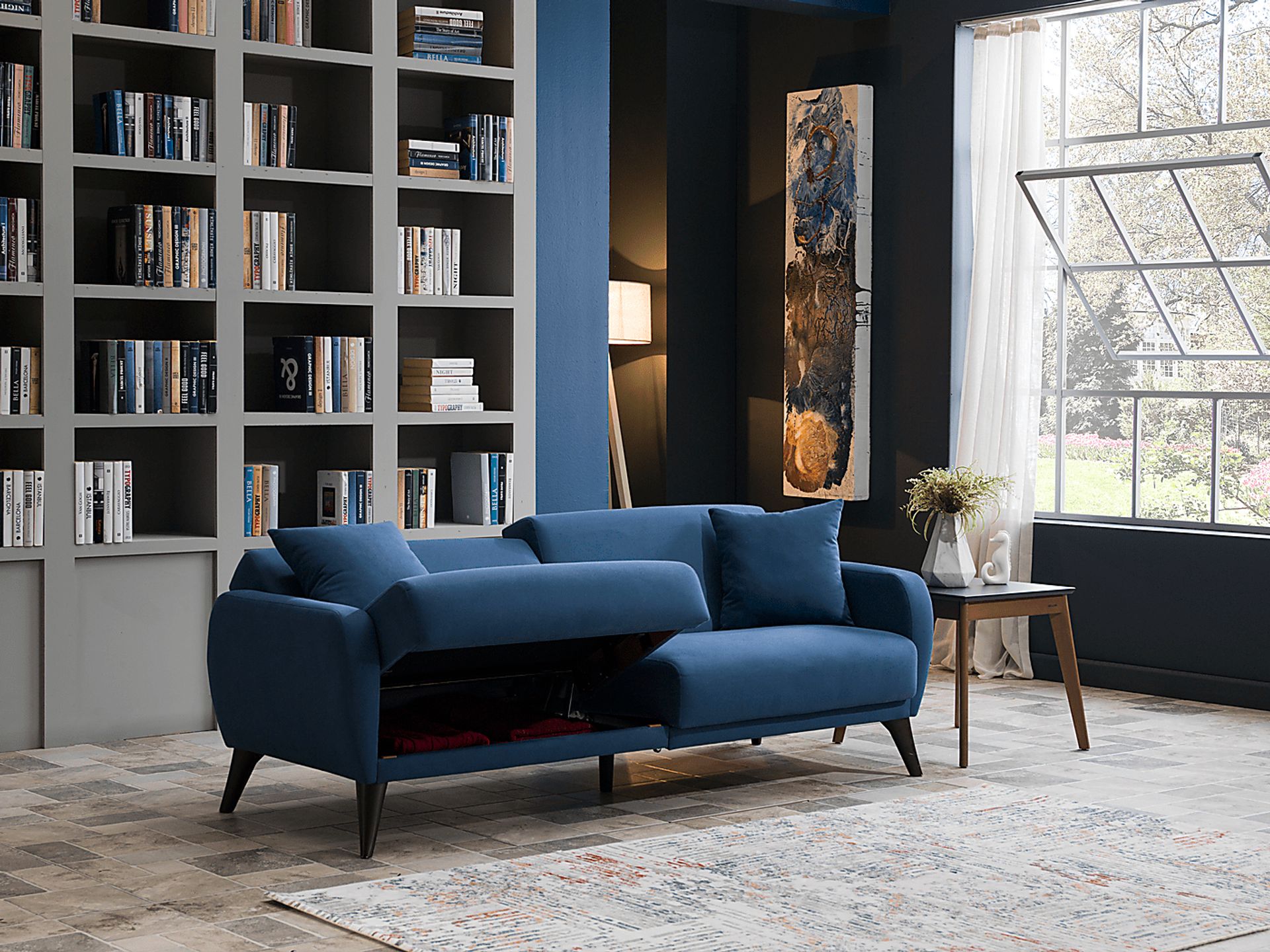 Tusico Blue Sleeper Sofa - Image 14