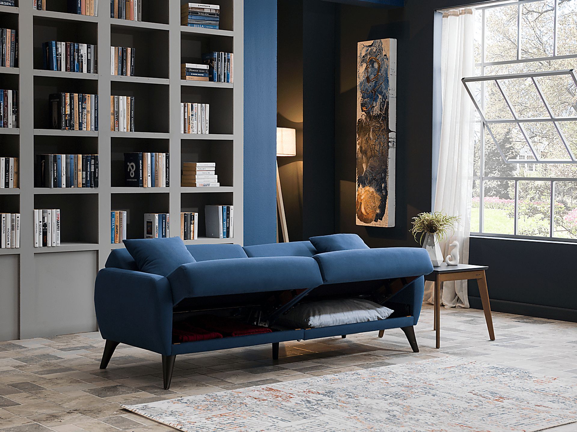 Tusico Blue Sleeper Sofa - Image 15