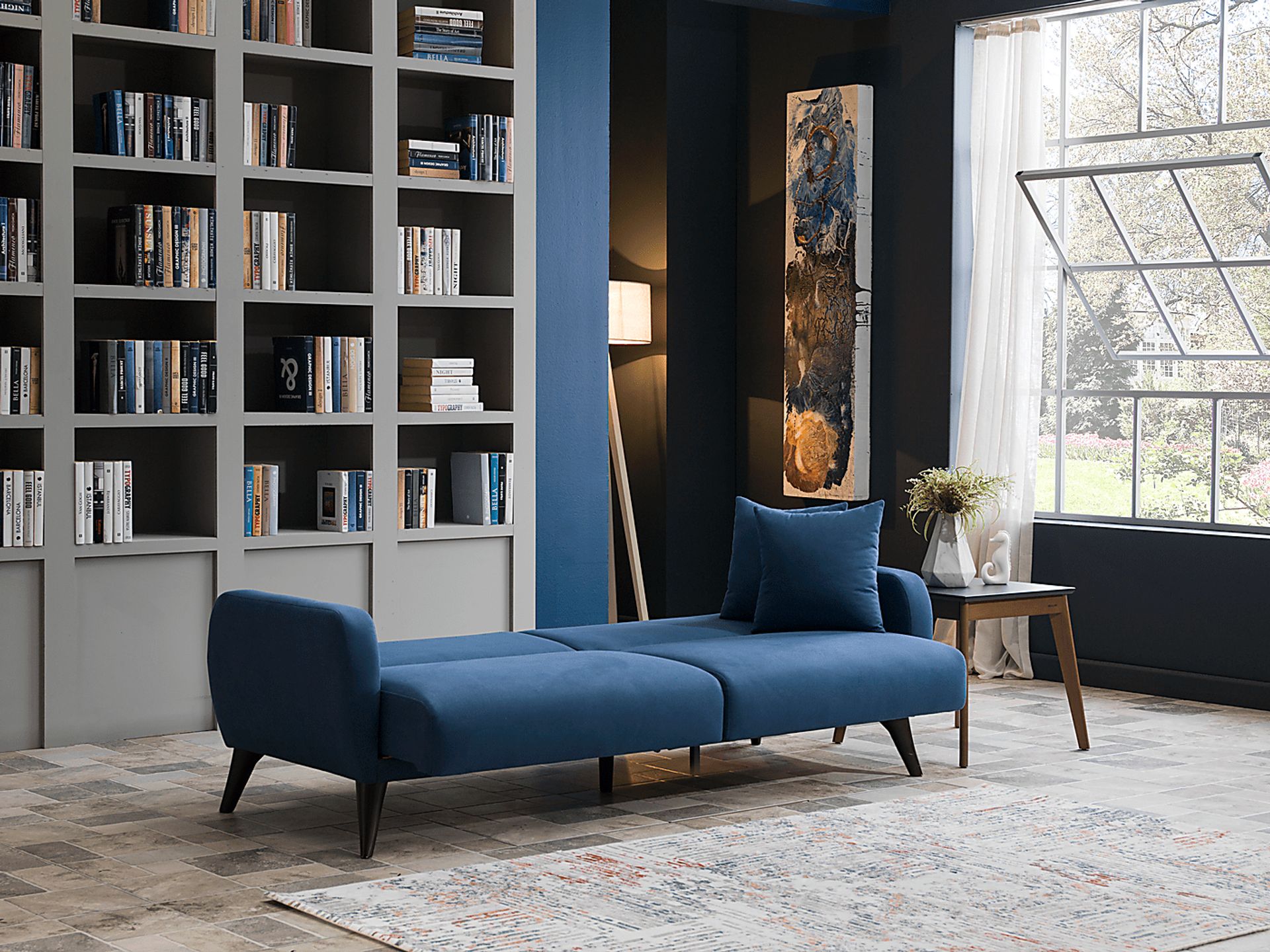 Tusico Blue Sleeper Sofa - Image 17