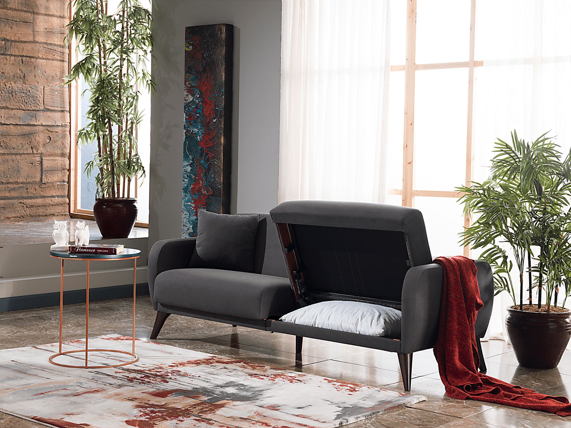 Tusico Charcoal Sleeper Sofa - Image 11