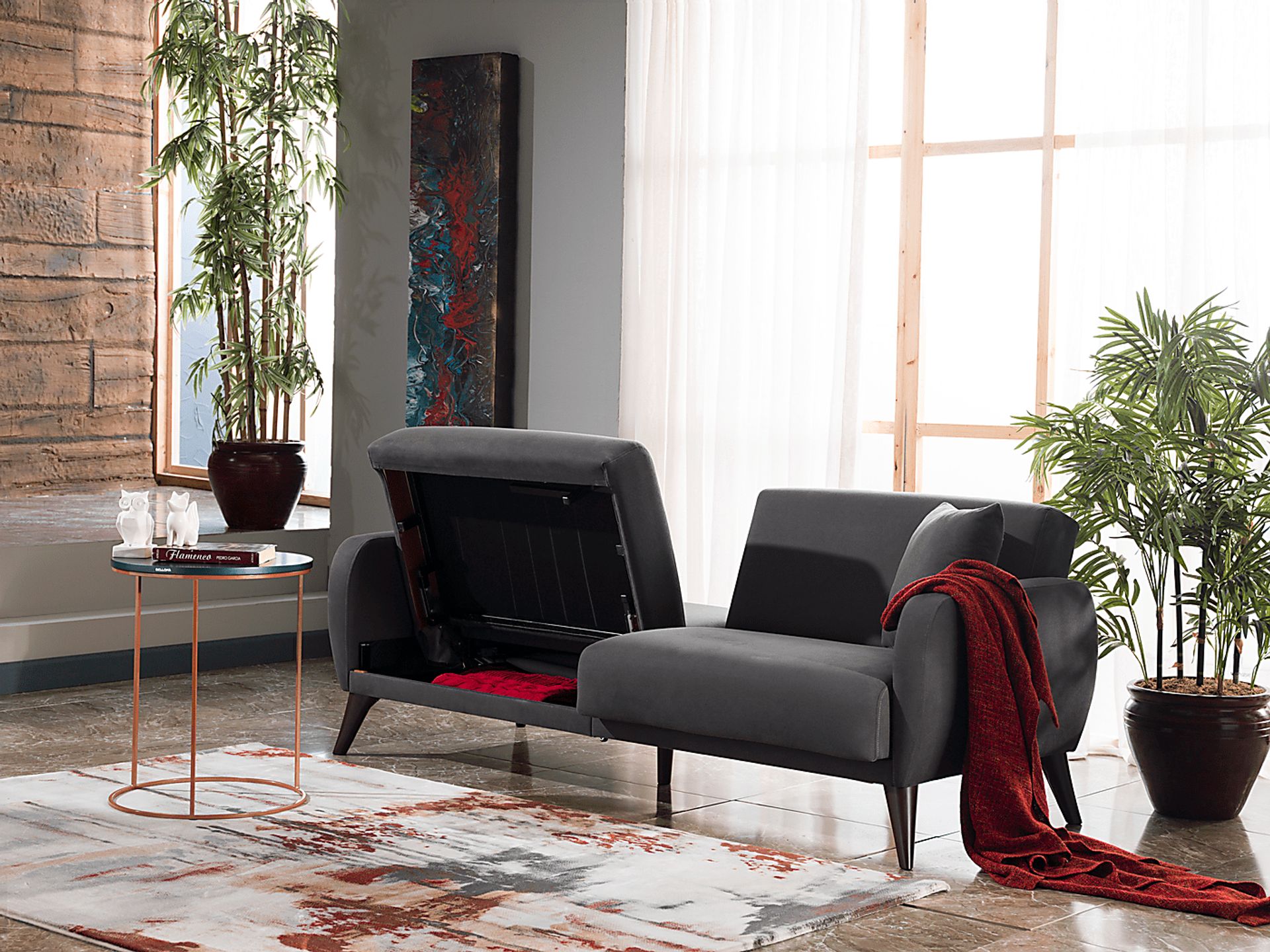 Tusico Charcoal Sleeper Sofa - Image 12