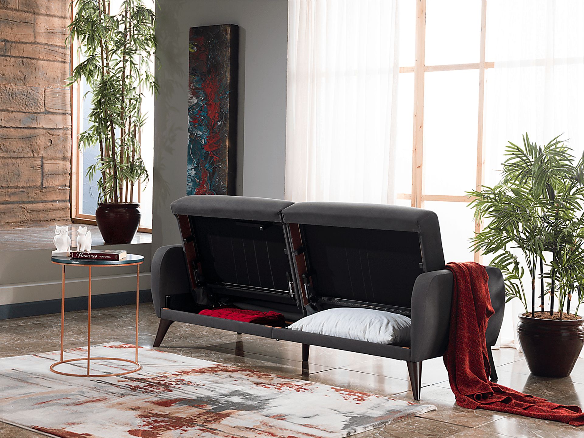 Tusico Charcoal Sleeper Sofa - Image 13