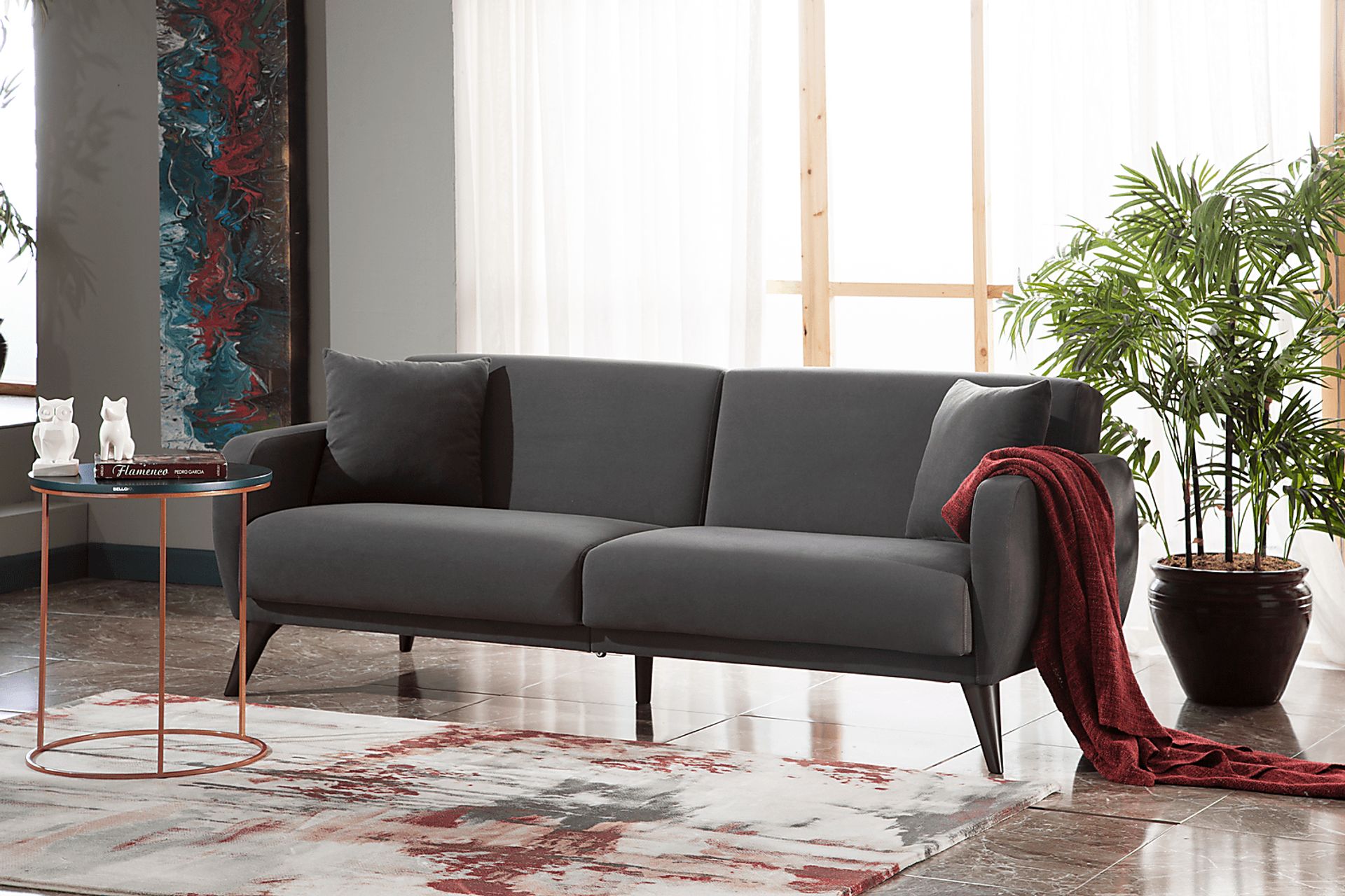 Tusico Charcoal Sleeper Sofa - Image 10