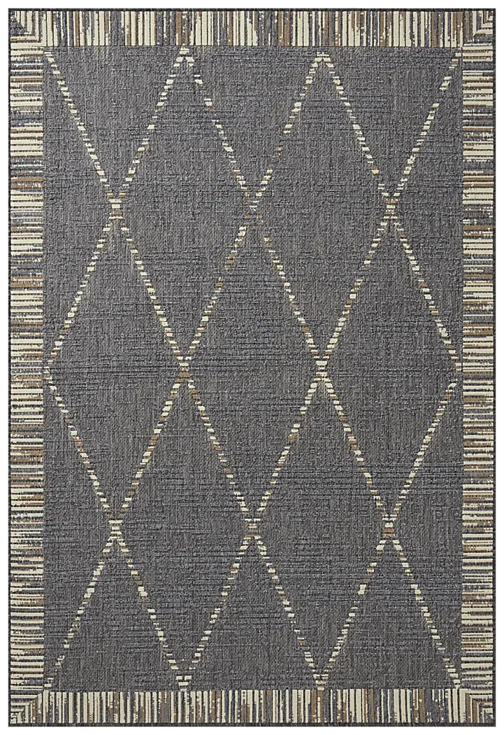 Tustin Slate Gray Polypropylene Fabric Outdoor Rug Rooms to Go