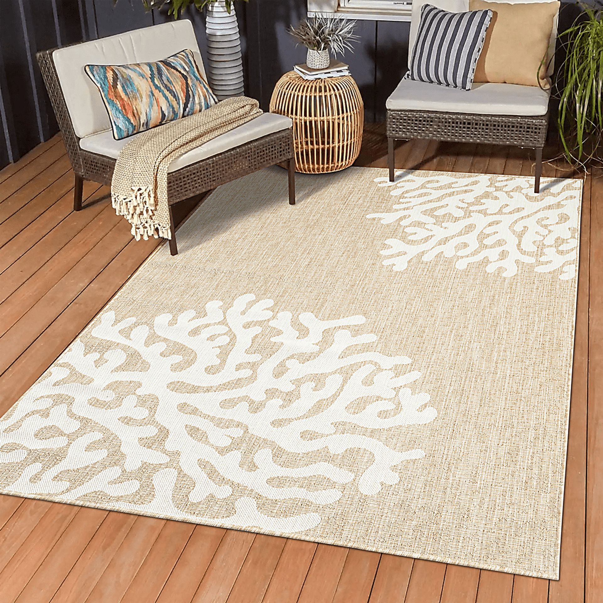 Twilree II Beige 6'6 x 9' Indoor,Outdoor Rug - Image 2