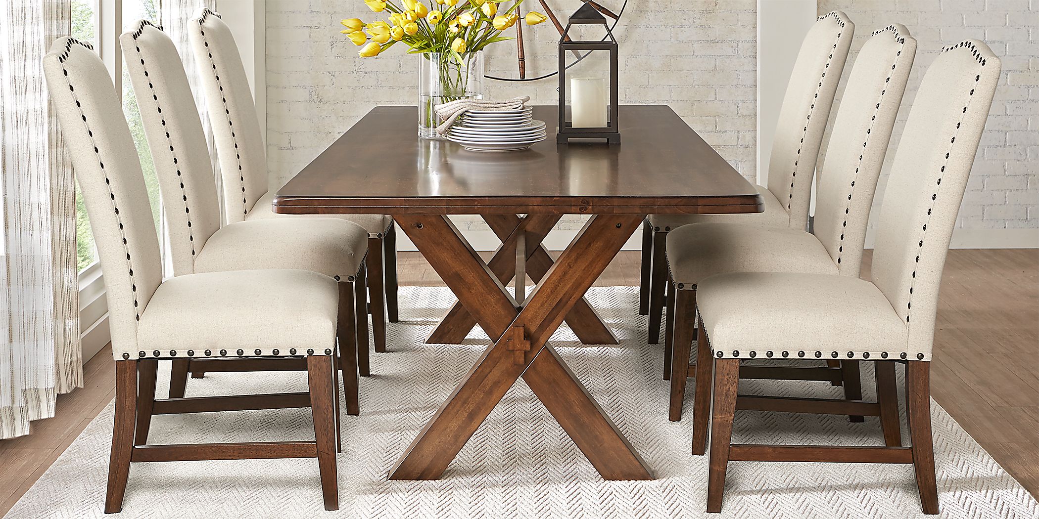 Twin Lakes 5 Pc Brown Dark Wood Dining Room Set With Dining Table