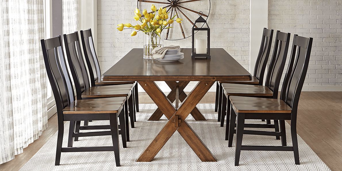 Twin Lakes 5 Pc Brown Dark Wood Dining Room Set With Dining Table, Side