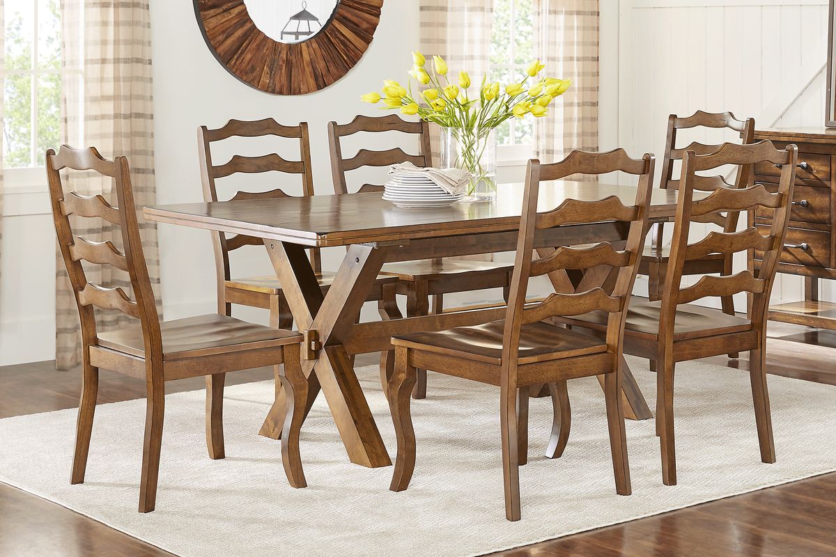 Twin Lakes 5 Pc Brown Dark Wood Dining Room Set With Dining Table ...