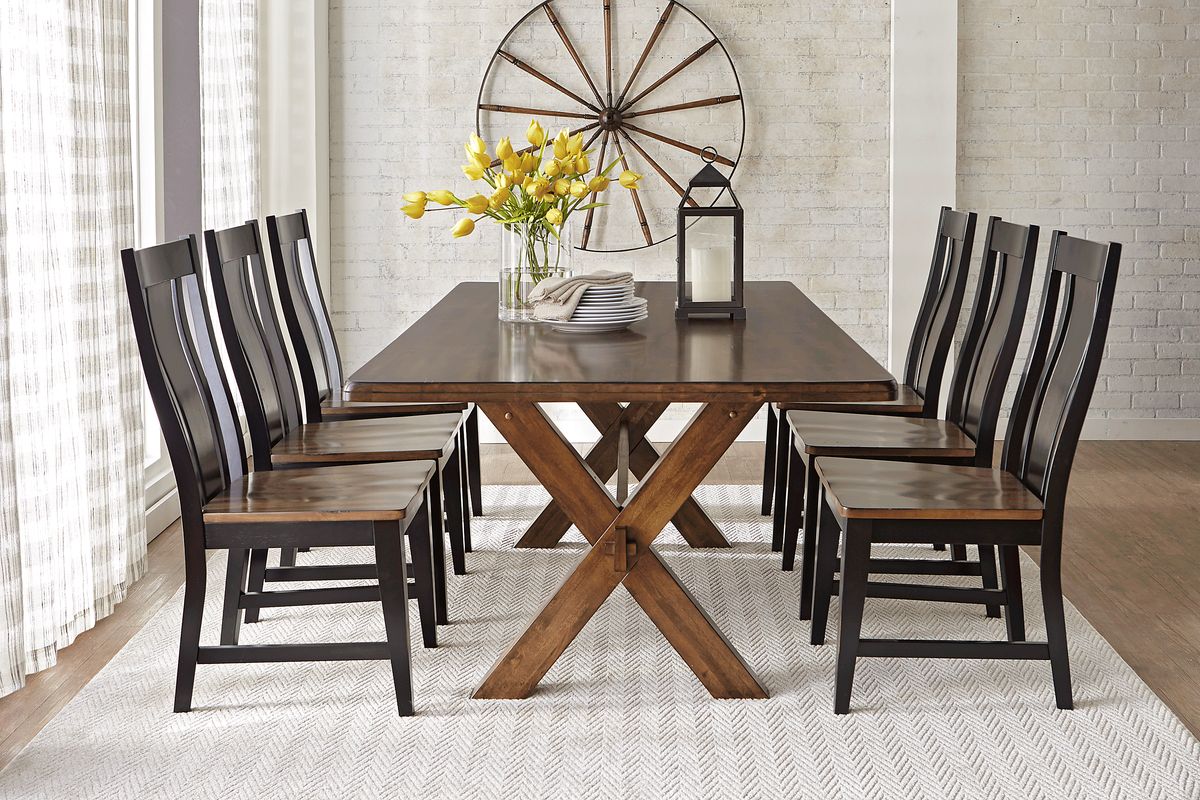 Twin Lakes 5 Pc Brown Dark Wood Dining Room Set With Dining Table, Side
