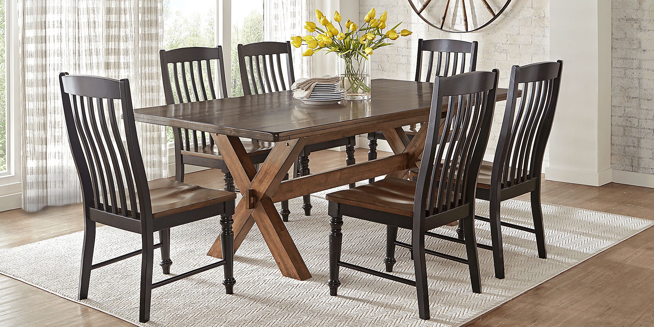 Twin Lakes 5 Pc Brown Dark Wood Dining Room Set With Dining Table, Slat ...