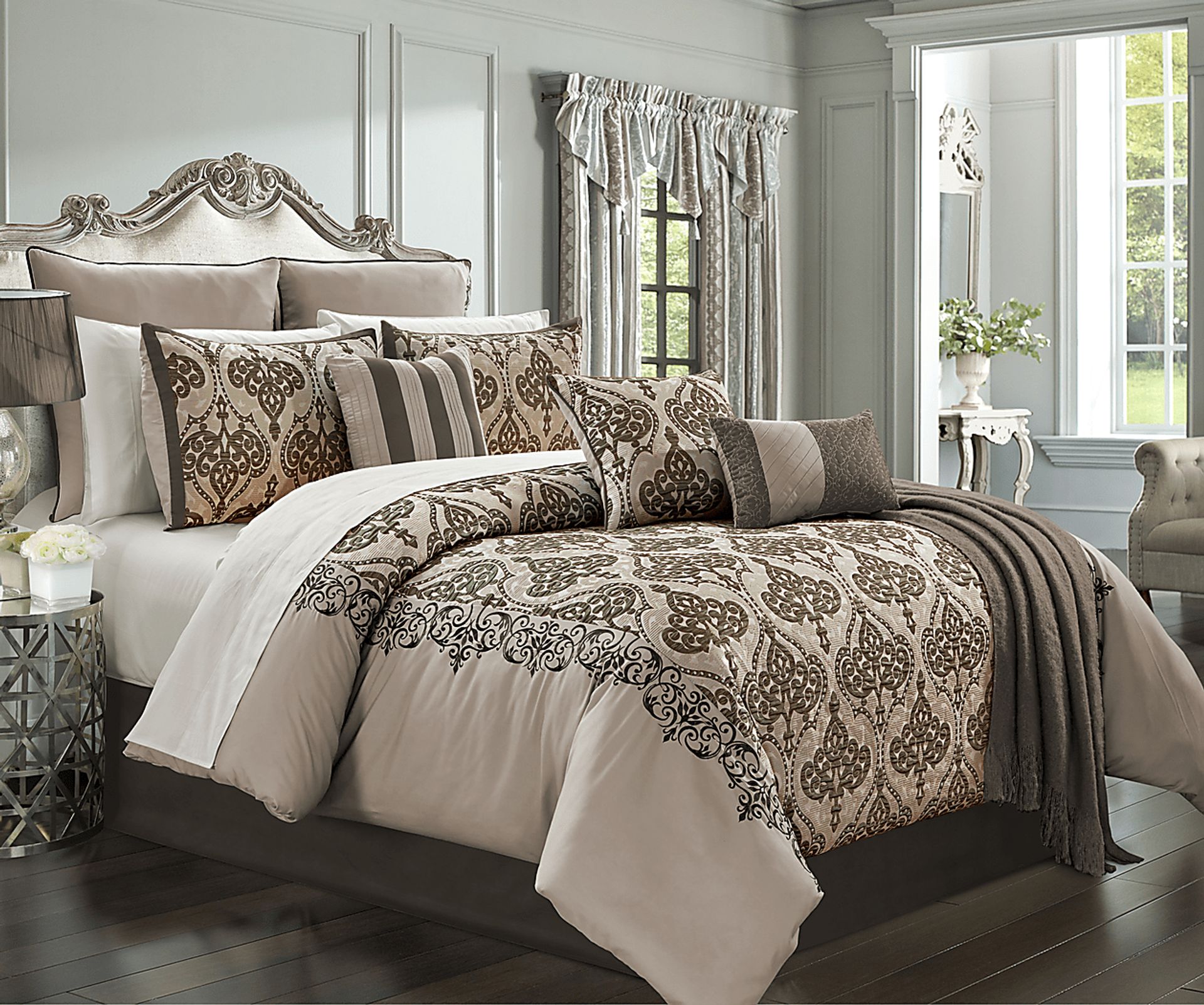 Tyarra Brown 14 Pc King Comforter Set - Image 1