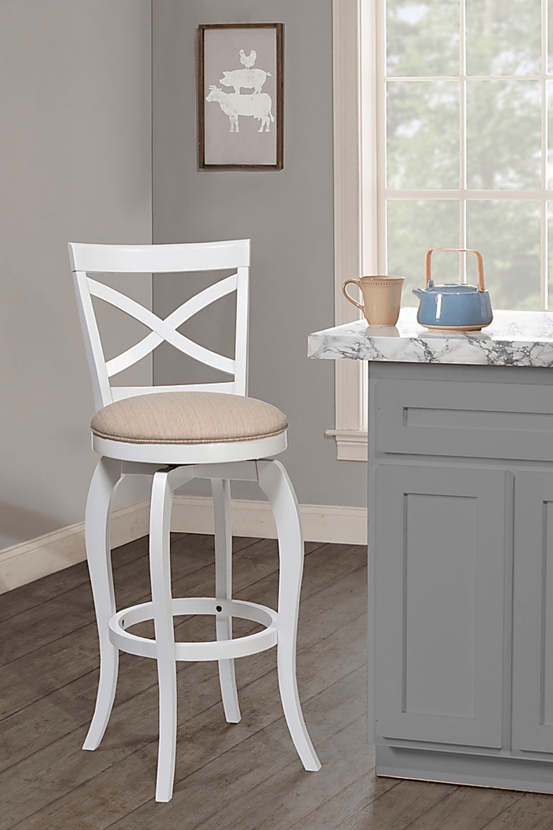Tyfield Beige Swivel Counter Height Stool - Image 2
