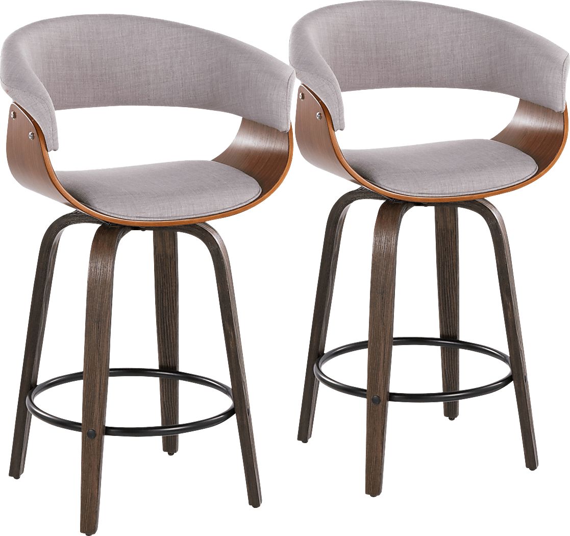 Uandi I Stone Swivel Counter Height Stool, Set of 2