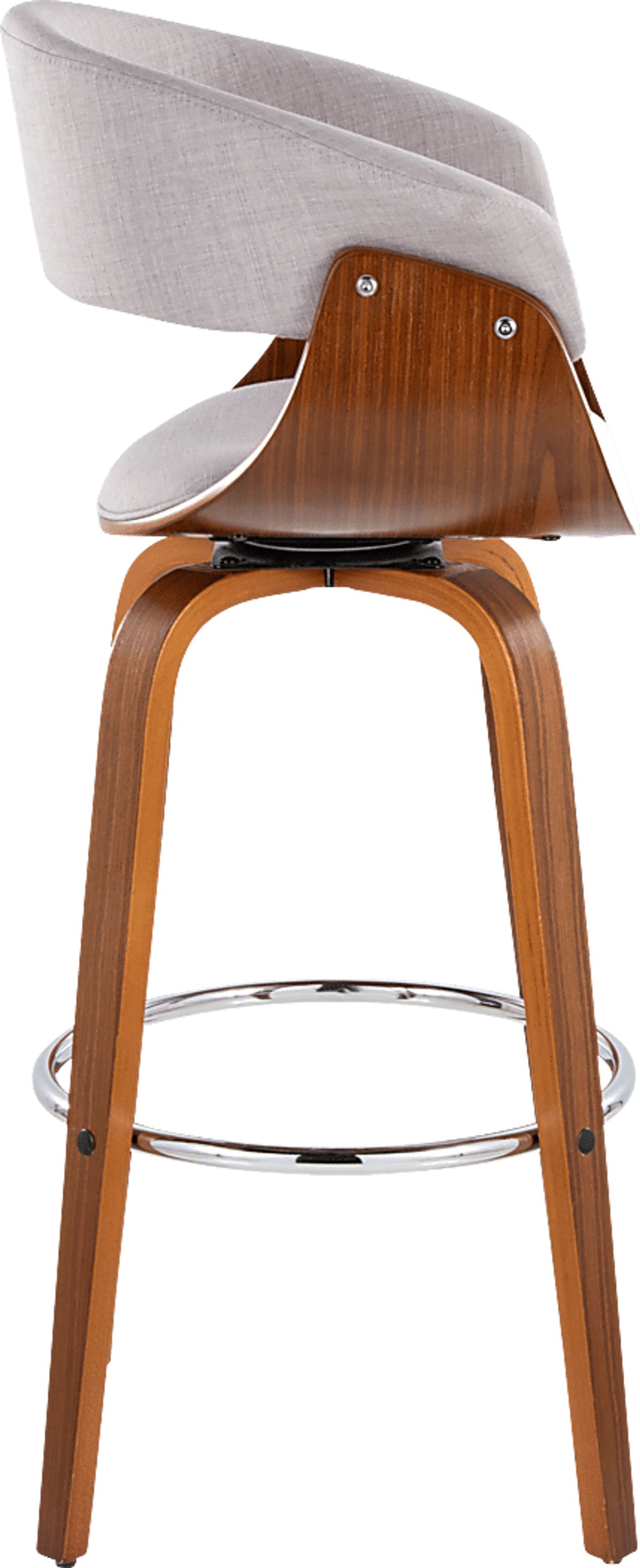 Uandi II Chrome Metal Stone Beige Polyester Fabric Counter Height Stool ...