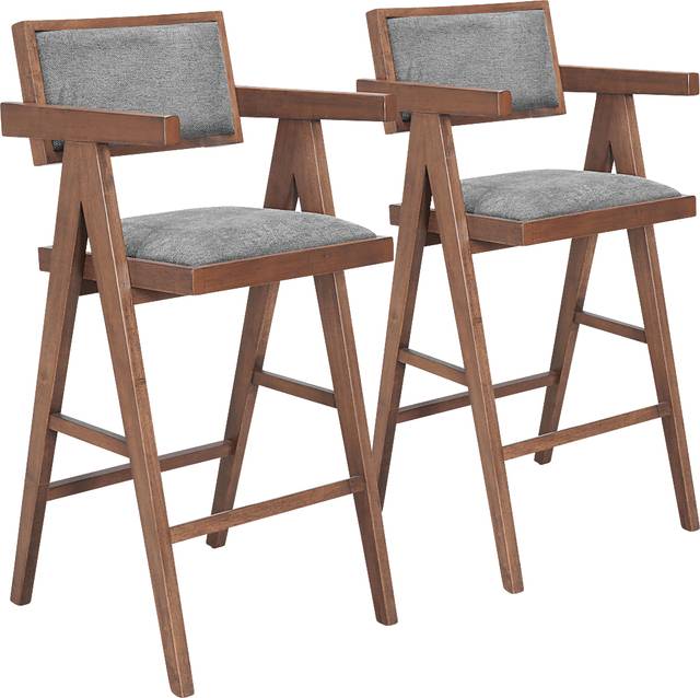 Uhadha Gray Bar Stool, Set of 2 - Thumbnail - Image 1