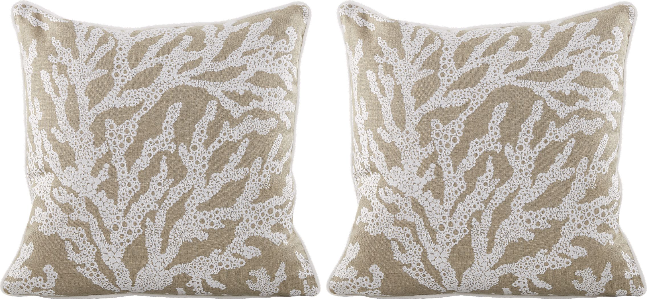 Coral Sand Beige Indoor/Outdoor Accent Pillow, Set of Two