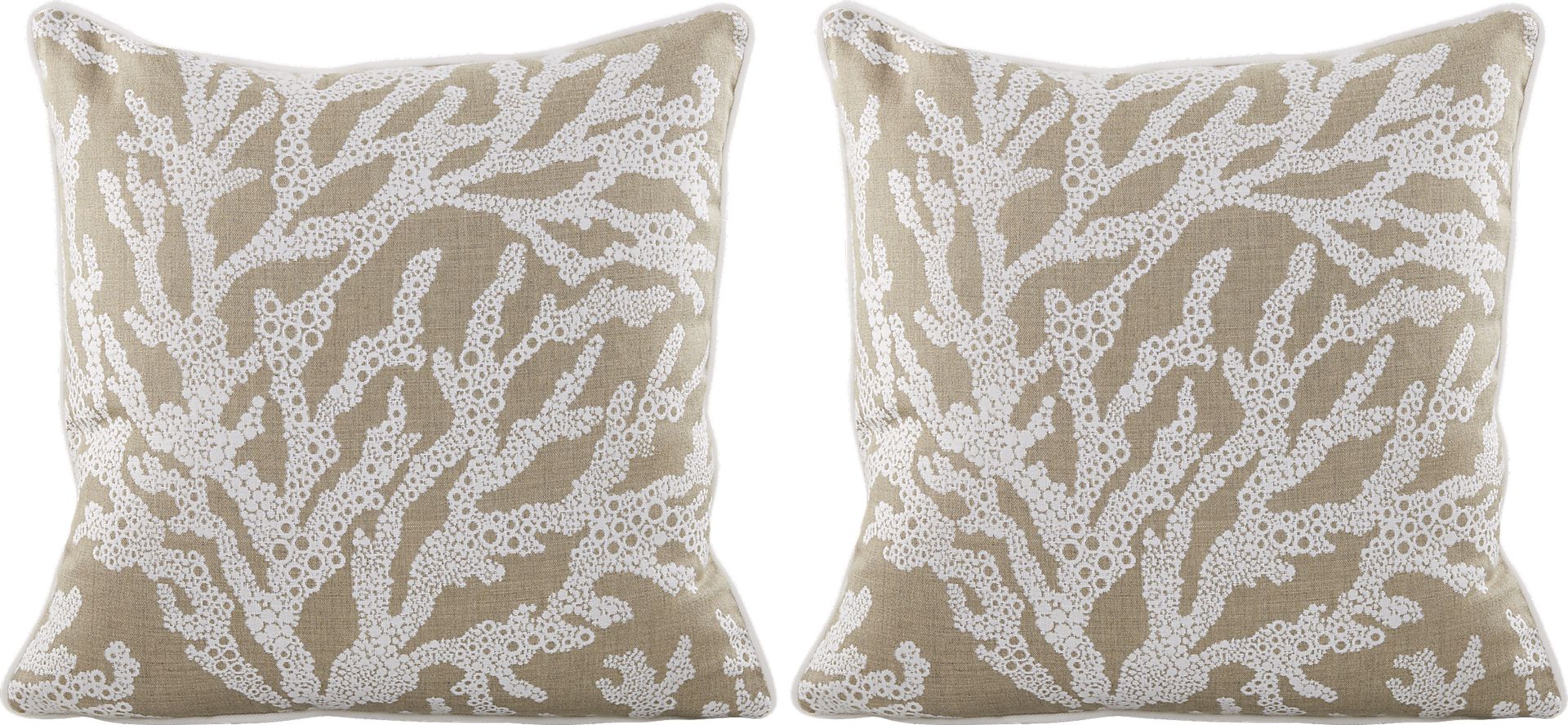 Coral Sand Beige Indoor/Outdoor Accent Pillow, Set of Two - Image 1