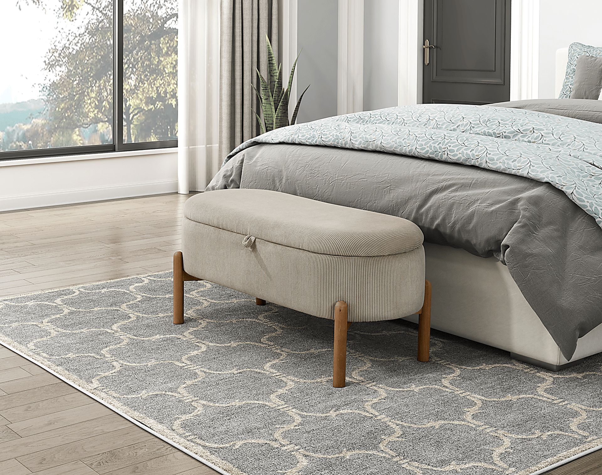 Ulivia Beige Storage Bench - Image 2