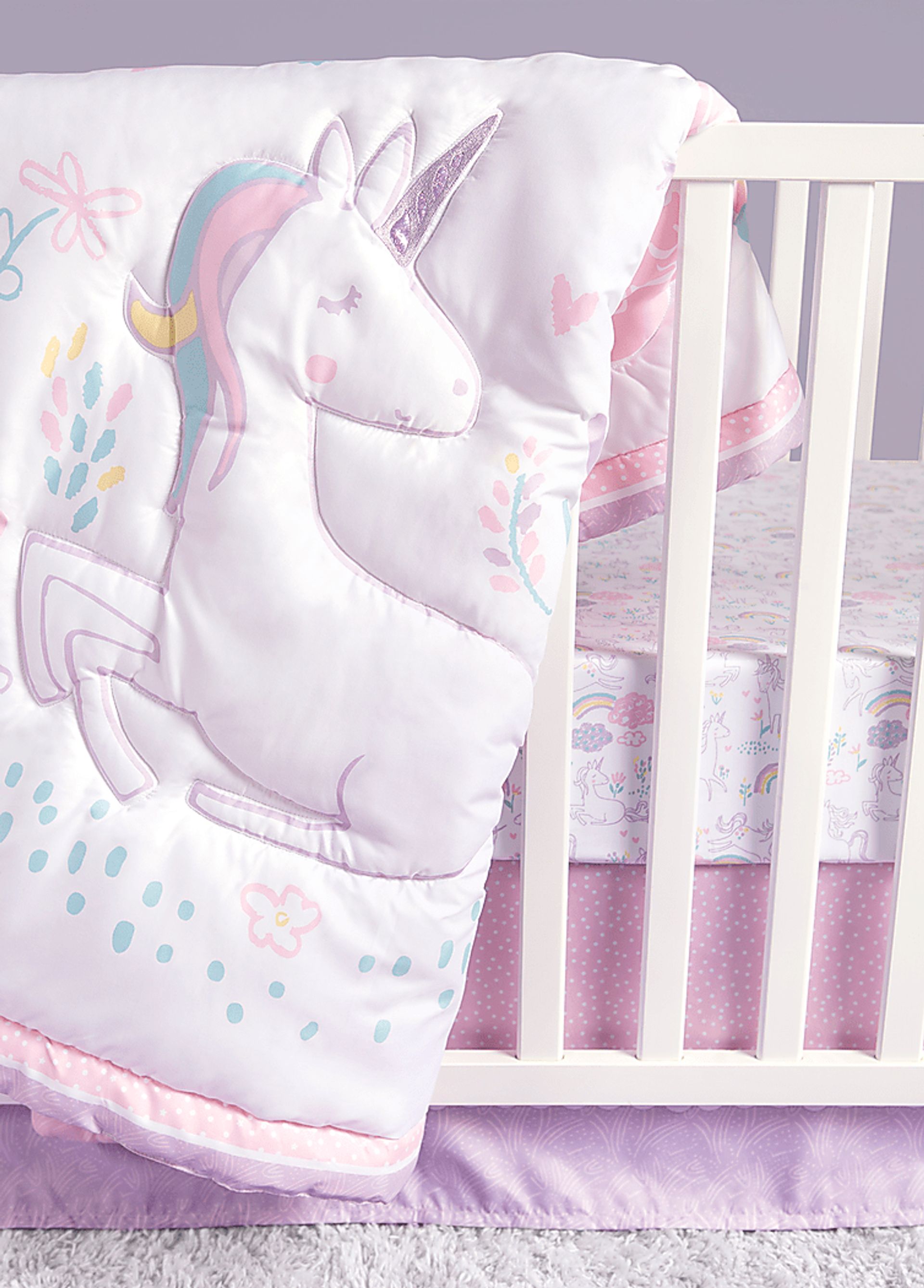 Unicorn Land White 4 Pc Baby Bedding Set - Image 12