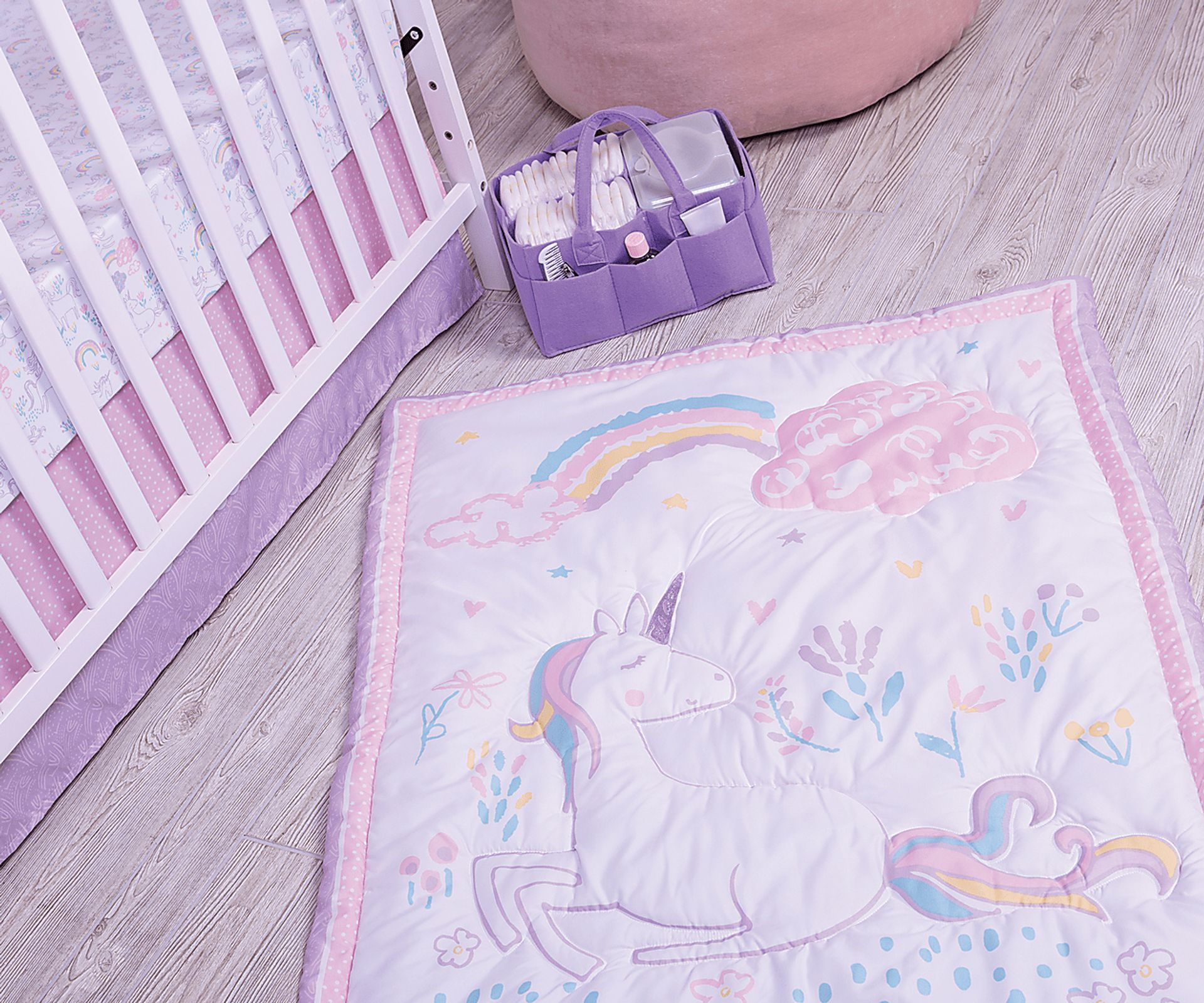 Unicorn Land White 4 Pc Baby Bedding Set - Image 15