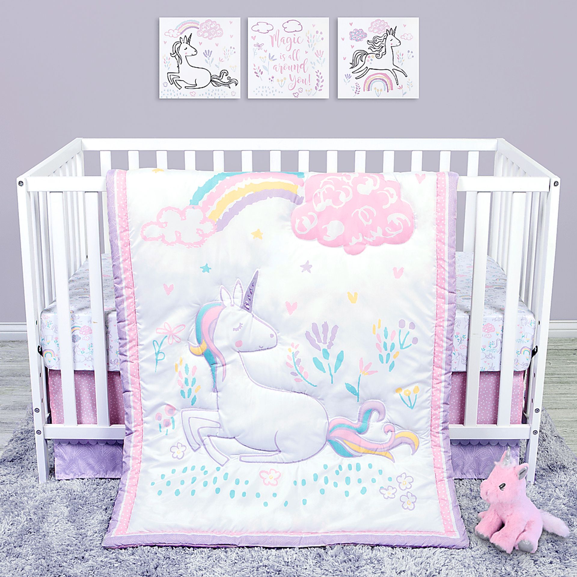 Unicorn Land White 4 Pc Baby Bedding Set - Image 8