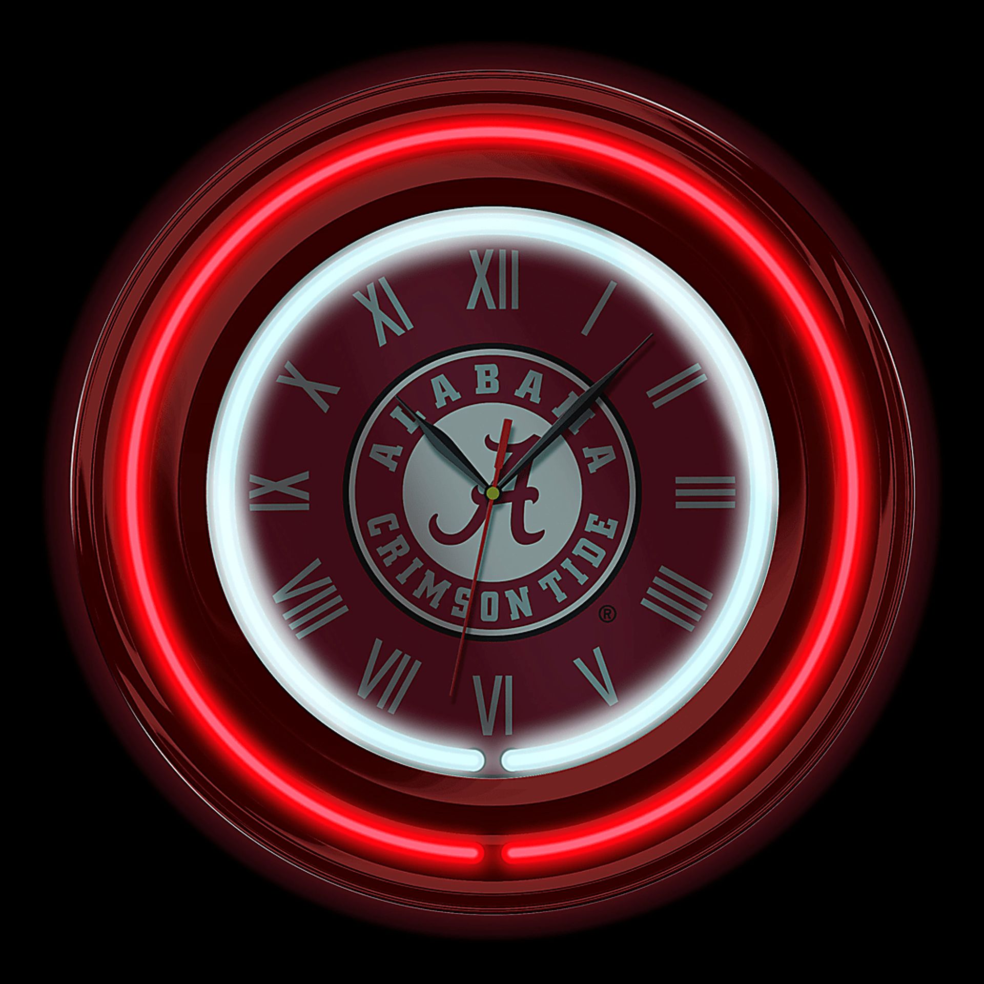University of Alabama Red Neon Wall Clock - Image 3